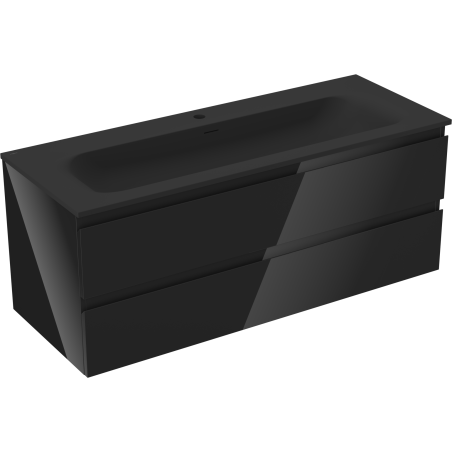 Mexen Orio meuble de salle de bain 120 cm avec lavabo Vela, 2 tiroirs, noir brillant/noir mat - 91A10-12047-2-BFF70-W23M71