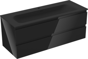 Mexen Orio armoire de salle de bain 120 cm avec lavabo Vela, 2 tiroirs, noir brillant/noir mat - 91A10-12047-2-BFF70-W23M71