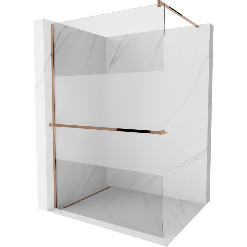 Mexen Kioto+ paroi de douche avec étagère Walk-in 80 x 200 cm, transparent/verre dépoli, or rose - 800-080-121-60-35