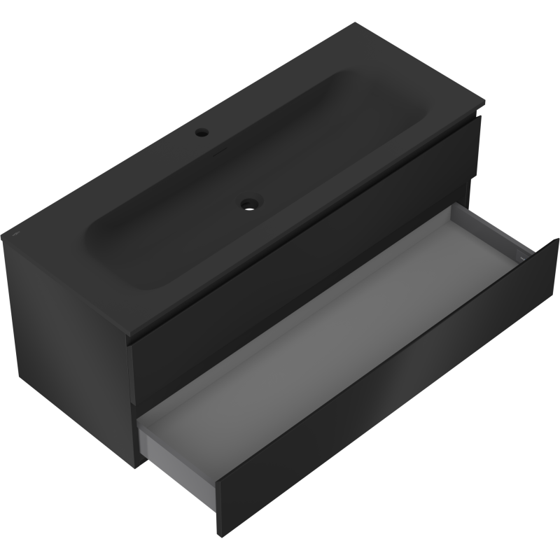 Mexen Orio meuble de salle de bain 120 cm avec lavabo Vela, 2 tiroirs, noir mat - 91A10-12047-2-BFF71-W23M71