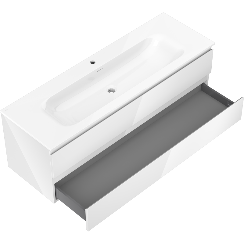 Mexen Orio armoire de salle de bains 140 cm avec lavabo Vela, 2 tiroirs, blanc brillant - 91A10-14047-2-BFF00-W23M00