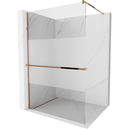 Mexen Kioto+ paroi de douche avec étagère Walk-in 100 x 200 cm, transparent/frost, or rose - 800-100-121-60-35