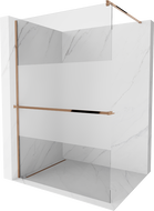 Mexen Kioto+ paroi de douche avec étagère Walk-in 120 x 200 cm, transparent/opaque, or rose - 800-120-121-60-35