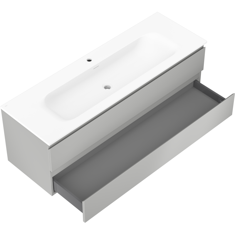 Mexen Orio meuble de salle de bains 140 cm avec lavabo Vela, 2 tiroirs, gris mat/blanc mat - 91A10-14047-2-BFF62-W23M01