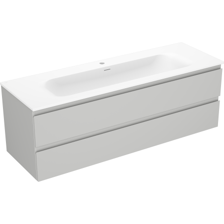 Mexen Orio meuble de salle de bains 140 cm avec lavabo Vela, 2 tiroirs, gris mat/blanc mat - 91A10-14047-2-BFF62-W23M01