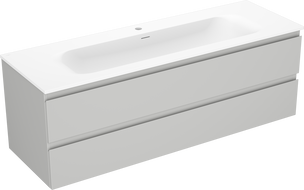 Mexen Orio meuble de salle de bain 140 cm avec lavabo Vela, 2 tiroirs, gris mat/blanc mat - 91A10-14047-2-BFF62-W23M01