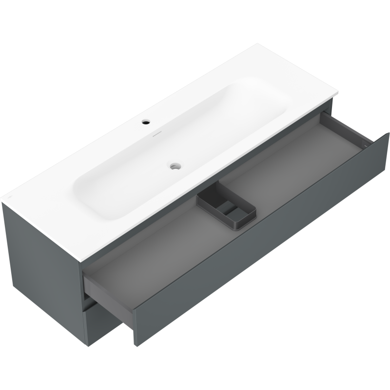 Mexen Orio meuble de salle de bain 140 cm avec lavabo Vela, 2 tiroirs, graphite mat/blanc mat - 91A10-14047-2-BFF66-W23M01