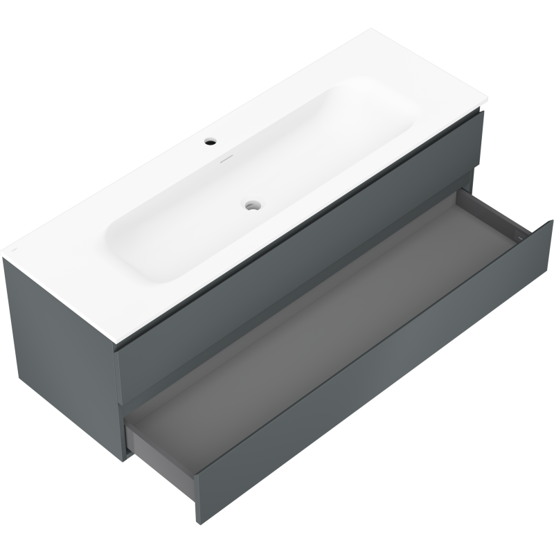 Mexen Orio meuble de salle de bain 140 cm avec lavabo Vela, 2 tiroirs, graphite mat/blanc mat - 91A10-14047-2-BFF66-W23M01