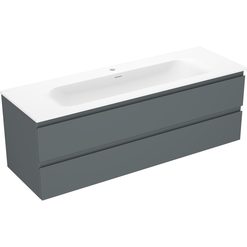 Mexen Orio armoire de salle de bain 140 cm avec lavabo Vela, 2 tiroirs, graphite mat/blanc mat - 91A10-14047-2-BFF66-W23M01