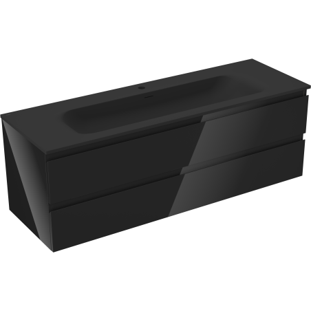 Mexen Orio armoire de salle de bain 140 cm avec lavabo Vela, 2 tiroirs, noir brillant/noir mat - 91A10-14047-2-BFF70-W23M71