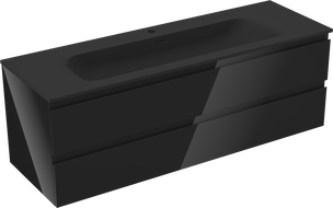 Mexen Orio meuble de salle de bains 140 cm avec lavabo Vela, 2 tiroirs, noir brillant/noir mat - 91A10-14047-2-BFF70-W23M71