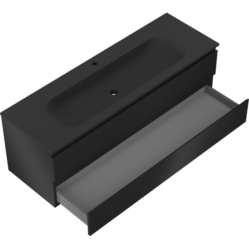 Mexen Orio armoire de salle de bains 140 cm avec lavabo Vela, 2 tiroirs, noir mat - 91A10-14047-2-BFF71-W23M71