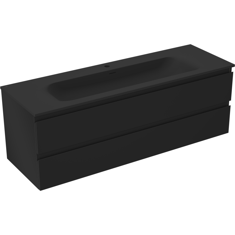 Mexen Orio meuble de salle de bain 140 cm avec lavabo Vela, 2 tiroirs, noir mat - 91A10-14047-2-BFF71-W23M71