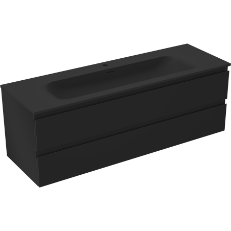 Mexen Orio armoire de salle de bains 140 cm avec lavabo Vela, 2 tiroirs, noir mat - 91A10-14047-2-BFF71-W23M71