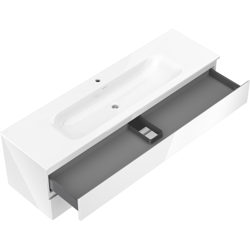 Mexen Orio meuble de salle de bains 160 cm avec lavabo Vela, 2 tiroirs, blanc brillant - 91A10-16047-2-BFF00-W23M00