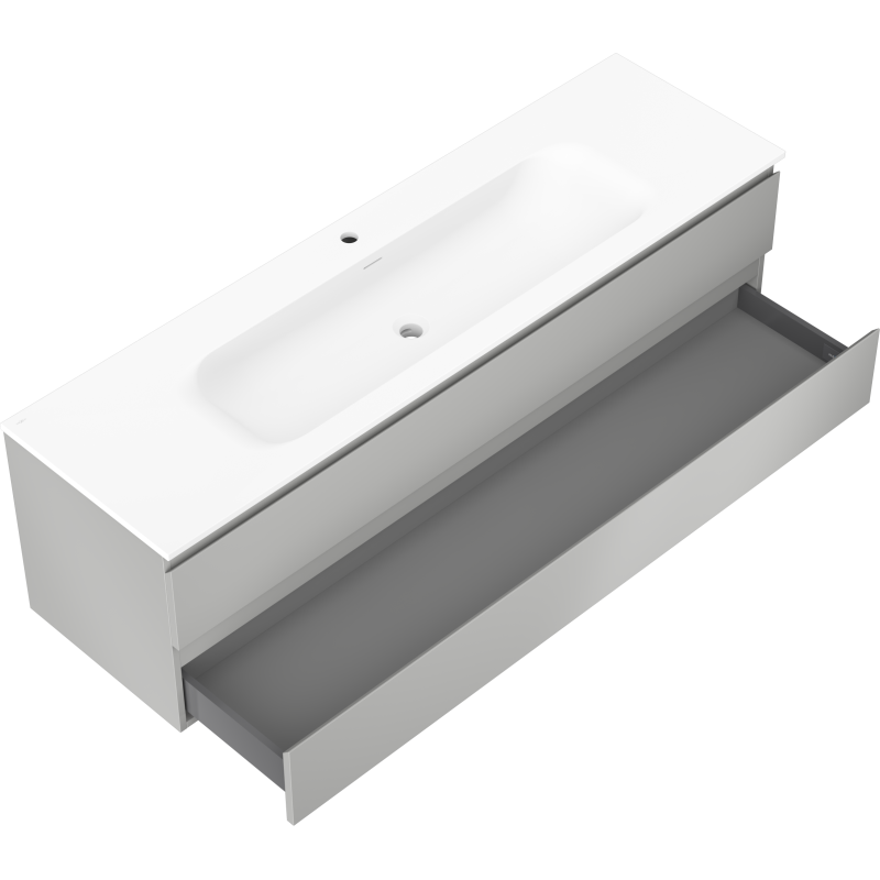 Mexen Orio meuble de salle de bain 160 cm avec lavabo Vela, 2 tiroirs, gris mat/blanc mat - 91A10-16047-2-BFF62-W23M01