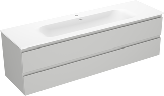 Mexen Orio meuble de salle de bain 160 cm avec lavabo Vela, 2 tiroirs, gris mat/blanc mat - 91A10-16047-2-BFF62-W23M01