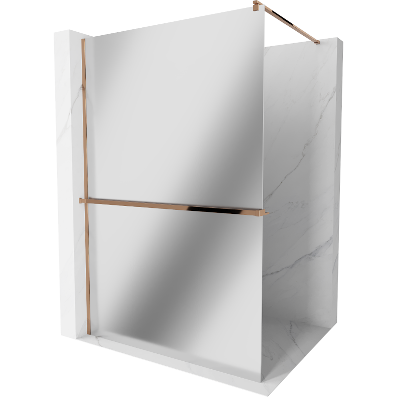 Mexen Kioto+ cloison de douche avec étagère Walk-in 100 x 200 cm, miroir, or rose - 800-100-121-60-50