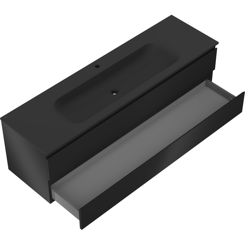 Mexen Orio meuble de salle de bains 160 cm avec lavabo Vela, 2 tiroirs, noir mat - 91A10-16047-2-BFF71-W23M71