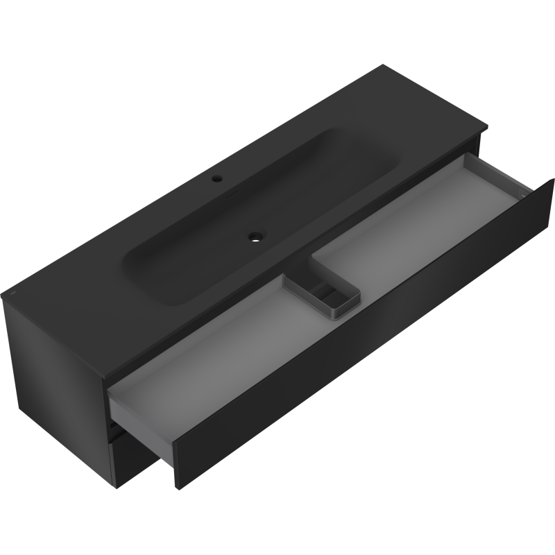 Mexen Orio meuble de salle de bains 160 cm avec lavabo Vela, 2 tiroirs, noir mat - 91A10-16047-2-BFF71-W23M71