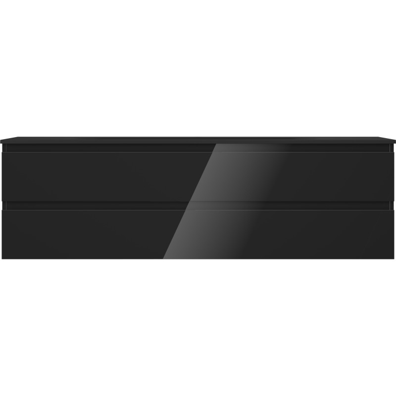 Mexen Orio meuble de salle de bain 160 cm avec lavabo Vela, 2 tiroirs, brillant noir/mat noir - 91A10-16047-2-BFF70-W23M71