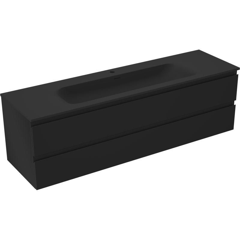 Mexen Orio meuble de salle de bain 160 cm avec lavabo Vela, 2 tiroirs, noir mat - 91A10-16047-2-BFF71-W23M71