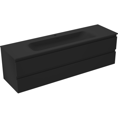 Mexen Orio meuble de salle de bain 160 cm avec lavabo Vela, 2 tiroirs, noir mat - 91A10-16047-2-BFF71-W23M71