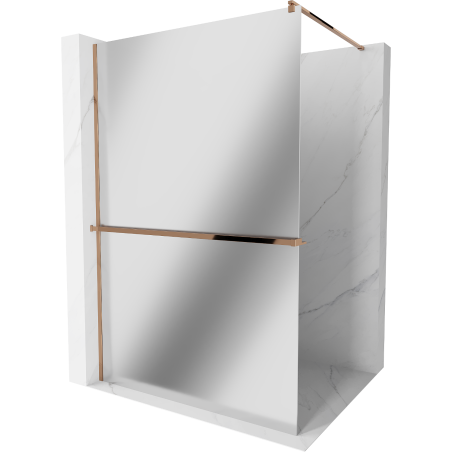 Kioto+ paroi de douche Mexen avec étagère Walk-in 110 x 200 cm, miroir, or rose - 800-110-121-60-50