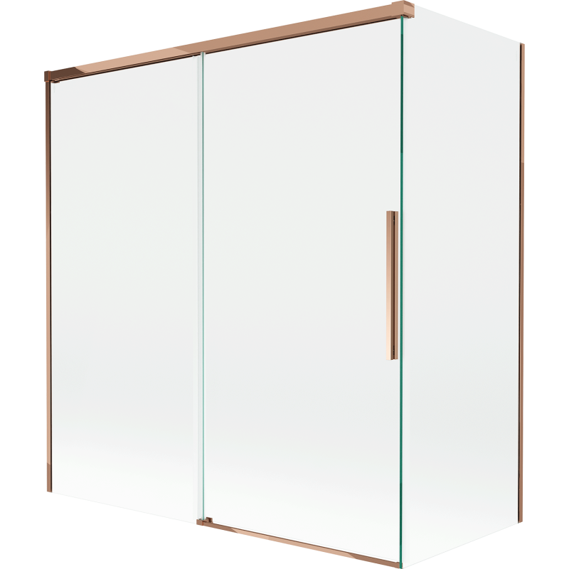 Mexen Rox paroi de douche 2 volets coulissants 150 + 70 x 150 cm, transparent, or rose - 8C9-150-070-60-00