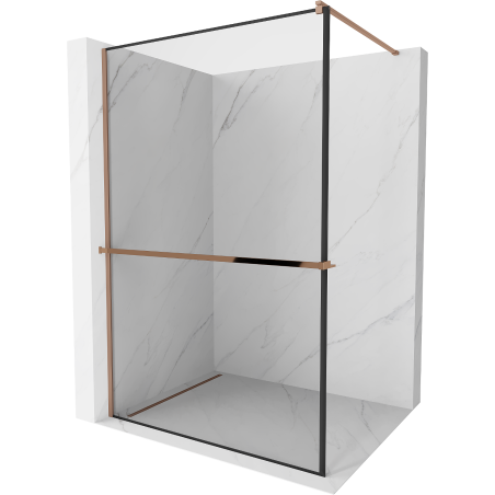 Mexen Kioto+ paroi de douche avec étagère Walk-in 80 x 200 cm, motif noir, or rose - 800-080-121-60-70