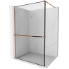 Mexen Kioto+ paroi de douche avec étagère Walk-in 90 x 200 cm, cadre noir, or rose - 800-090-121-60-70