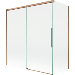 Mexen Rox paroi de baignoire à 2 volets coulissants 150 + 70 x 150 cm, transparent, cuivre brossé - 8C9-150-070-65-00
