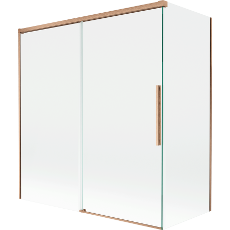 Mexen Rox paroi de baignoire à 2 volets coulissants 150 + 70 x 150 cm, transparent, cuivre brossé - 8C9-150-070-65-00