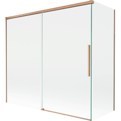 Mexen Rox paroi de baignoire à 2 volets coulissants 170 + 80 x 150 cm, transparent, cuivre brossé - 8C9-170-080-65-00