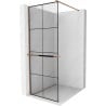Mexen Kioto+ paroi de douche avec étagère Walk-in 90 x 200 cm, grille noire, or rose - 800-090-121-60-77