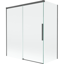 Mexen Rox paravent de baignoire coulissant à 2 panneaux 140 + 70 x 150 cm, transparent, gris chaud brossé - 8C9-140-070-66-00