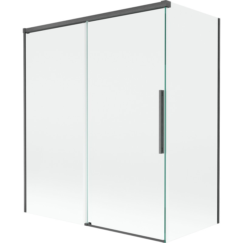 Mexen Rox paravent de baignoire coulissant à 2 panneaux 140 + 70 x 150 cm, transparent, gris chaud brossé - 8C9-140-070-66-00