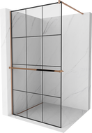 Mexen Kioto+ paroi de douche avec étagère Walk-in 110 x 200 cm, motif noir, or rose - 800-110-121-60-77