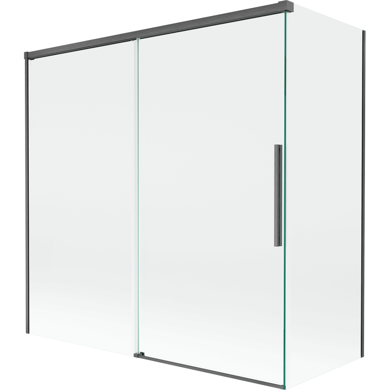 Paroi de bain coulissante à 2 panneaux Mexen Rox 160 + 75 x 150 cm, transparent, gris fusil brossé - 8C9-160-075-66-00