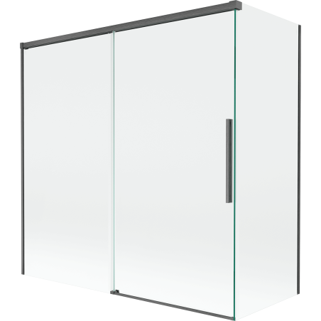 Paroi de bain coulissante à 2 panneaux Mexen Rox 160 + 75 x 150 cm, transparent, gris fusil brossé - 8C9-160-075-66-00