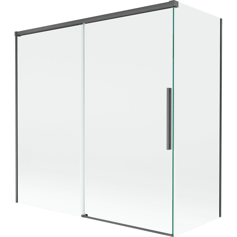 Mexen Rox paroi de douche 2 volets coulissants 160 + 80 x 150 cm, transparent, gris pistolet brossé - 8C9-160-080-66-00
