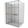 Mexen Kioto+ paroi de douche avec étagère Walk-in 140 x 200 cm, grille noire, or rose - 800-140-121-60-77