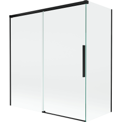 Mexen Rox paroi de bain à 2 volets coulissants 150 + 70 x 150 cm, transparent, noir - 8C9-150-070-70-00