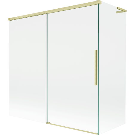 Mexen Rox L paravent de baignoire coulissant à 2 vantaux 160 + 75 x 150 cm, transparent, or brossé - 8C9L-160-075-55-00