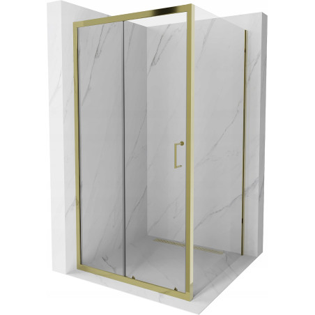 Mexen Apia cabine de douche coulissante 90 x 90 cm, transparente, dorée - 840-090-090-50-00