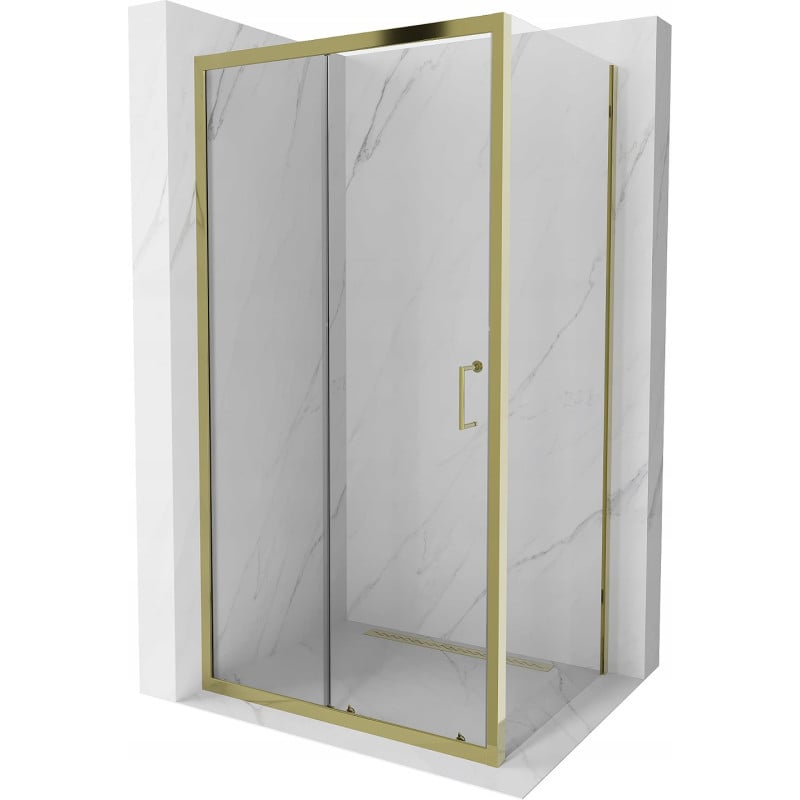 Mexen Apia cabine de douche coulissante 90 x 100 cm, transparente, dorée - 840-090-100-50-00