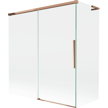 Mexen Rox L paroi de bain 2 volets coulissants 150 + 70 x 150 cm, transparent, or rose - 8C9L-150-070-60-00