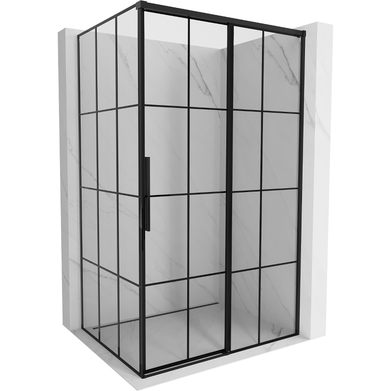 Mexen Rox cabine de douche coulissante droite 150 x 95 cm, grille noire, noir - 8C2-150-095-70-77-P