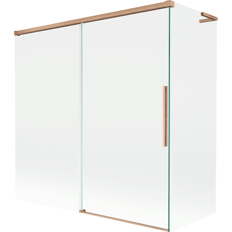 Mexen Rox L paroi de baignoire à 2 panneaux coulissants 160 + 80 x 150 cm, transparent, cuivre brossé - 8C9L-160-080-65-00