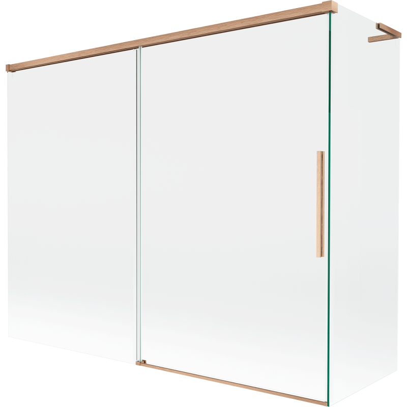 Mexen Rox L paroi de baignoire à 2 panneaux coulissants 190 + 80 x 150 cm, transparent, cuivre brossé - 8C9L-190-080-65-00